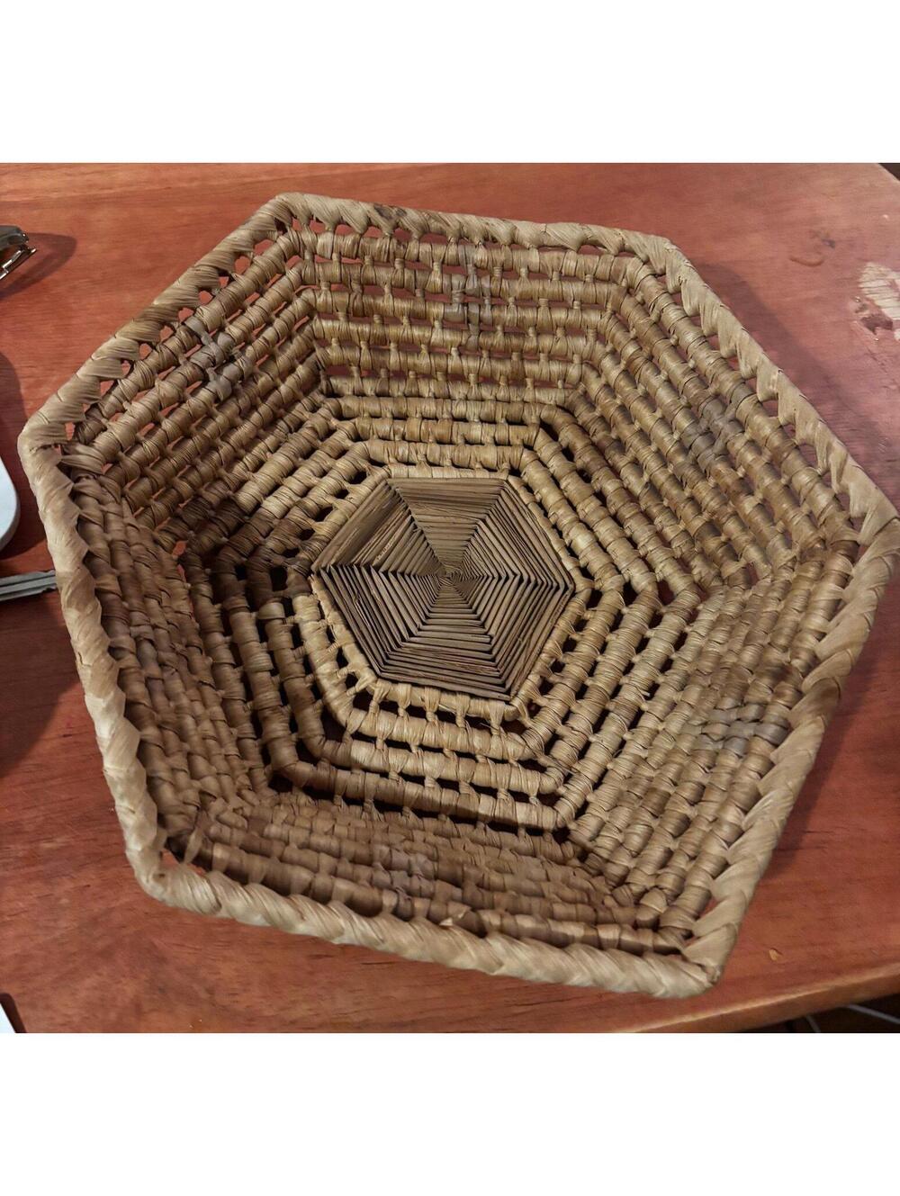 Hexagonal Woven Rattan Basket